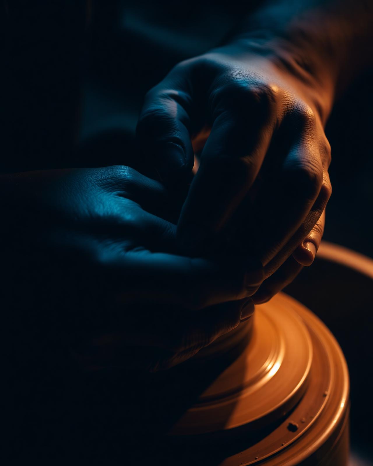 Artisan hands shaping clay